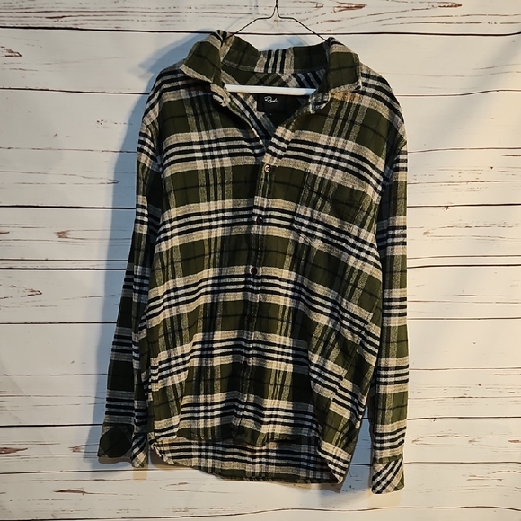 Old Navy Other - Rails Women's‎ L Flannel Button Down Shirt Olive Green Plaid Long Sleeve LaRGE